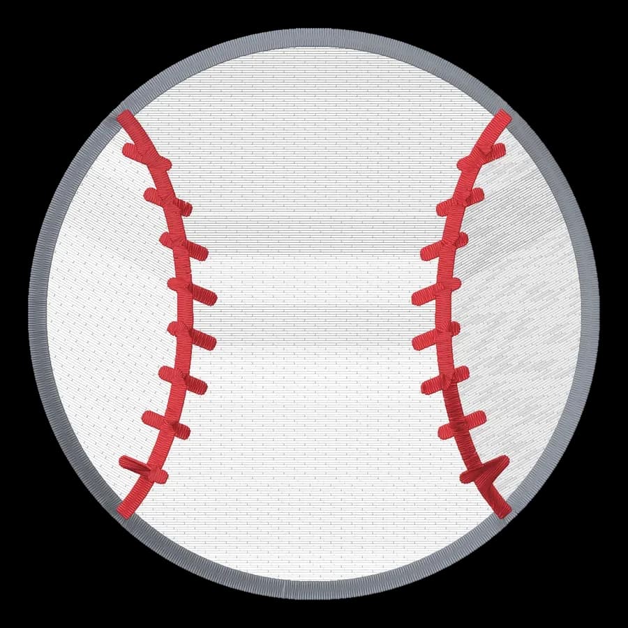 Baseball machine embroidery design, stitched