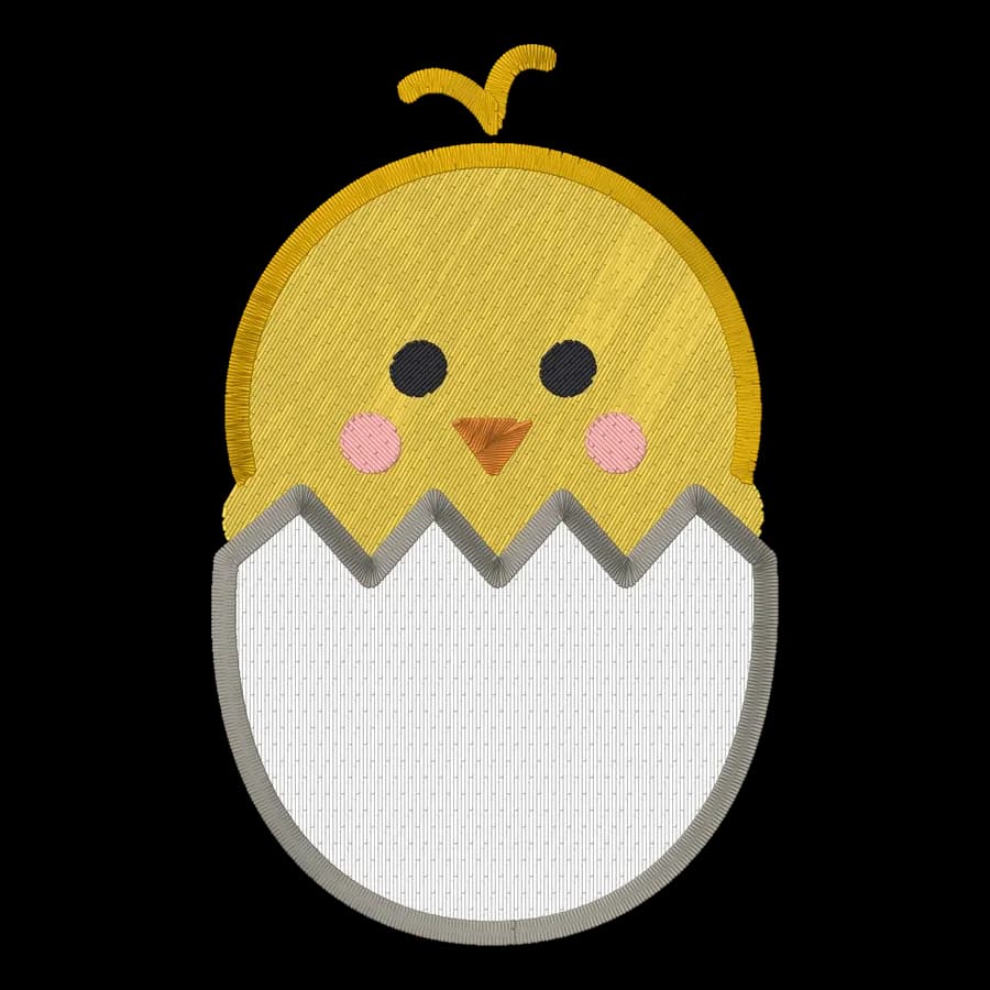 Chick machine embroidery design, stitched