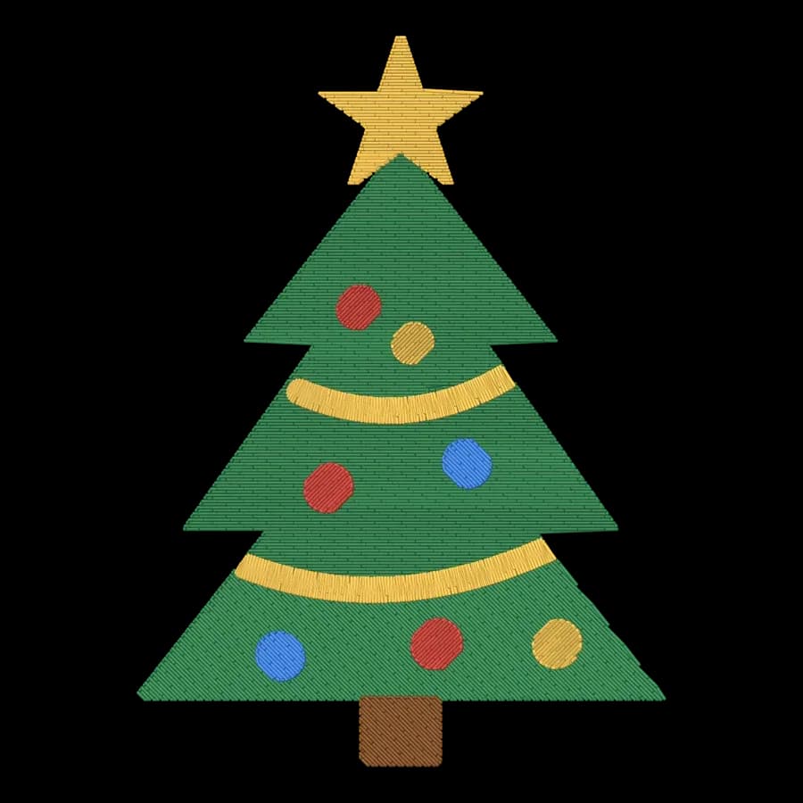 Christmas tree PES embroidery design, stitched