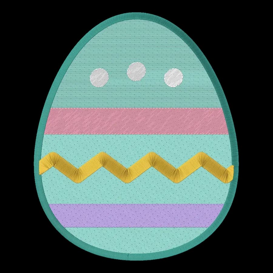 Easter egg machine embroidery design, stitched
