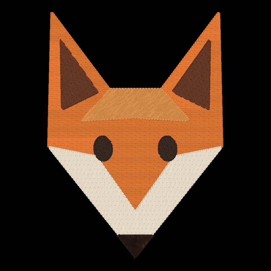 Fox machine embroidery design, stitched