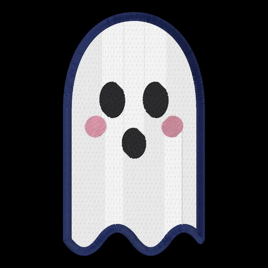 Ghost machine embroidery design, stitched