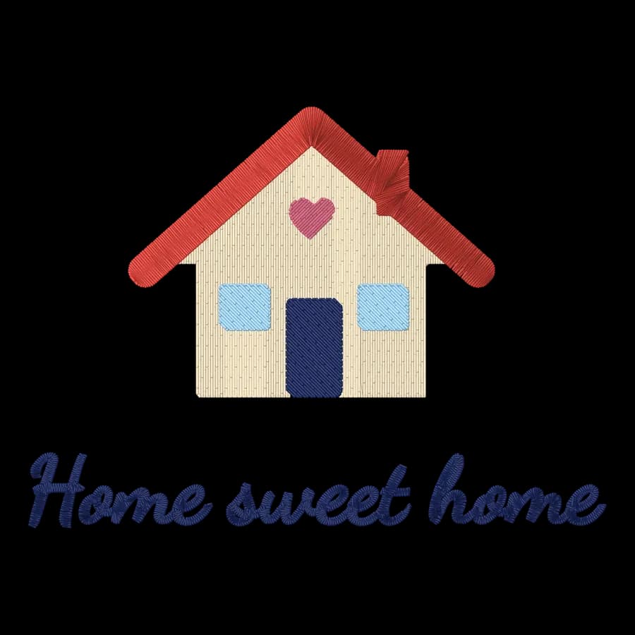 Home sweet home machine embroidery design, stitched