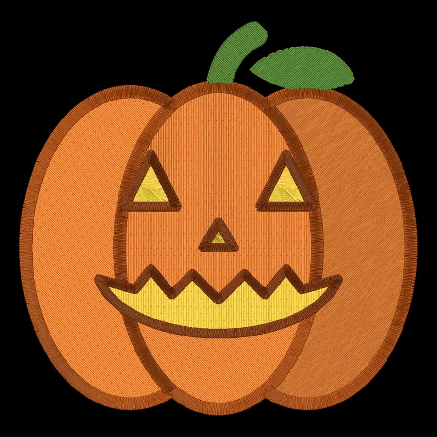Jack-o'-lantern machine embroidery design, stitched