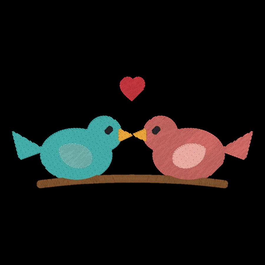 Love birds machine embroidery design, stitched