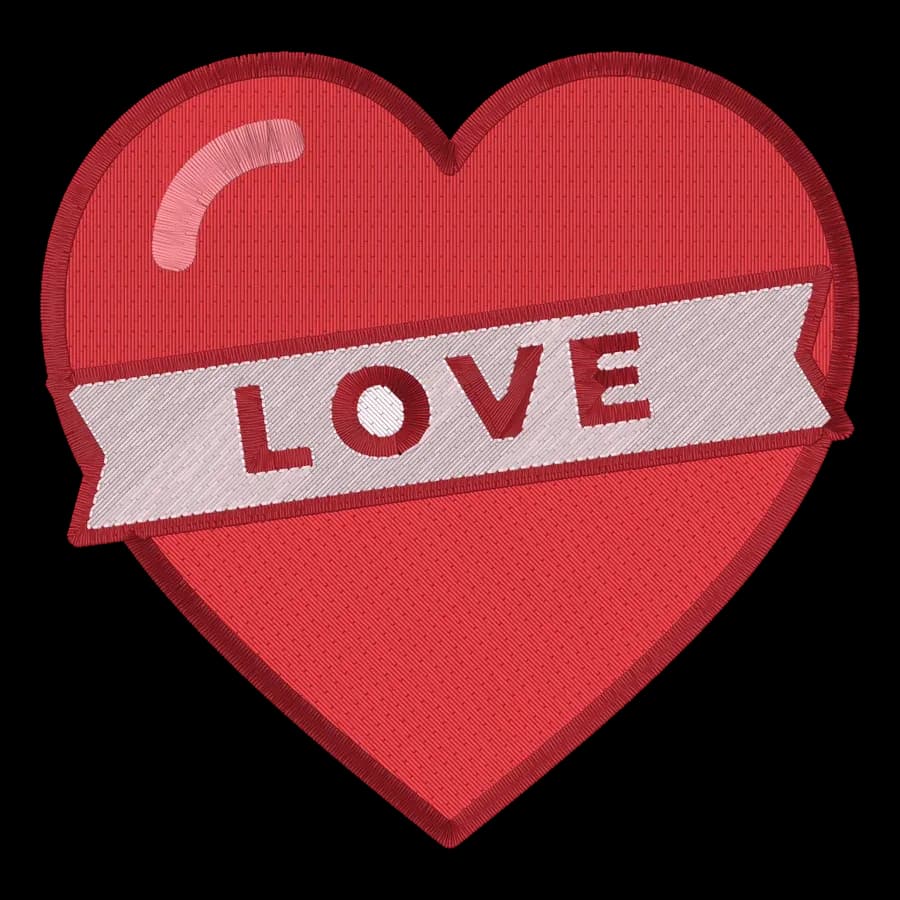 LOVE heart machine embroidery design, stitched