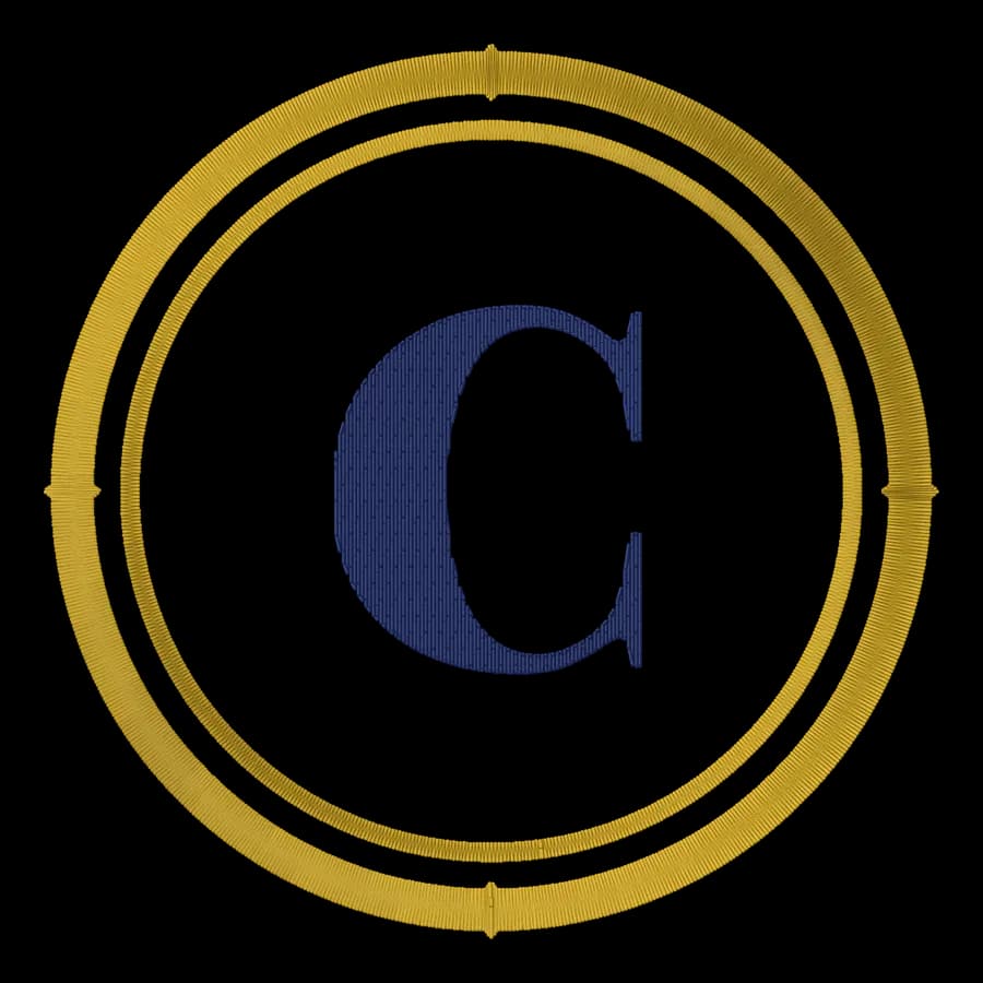 Letter C monogram embroidery design
