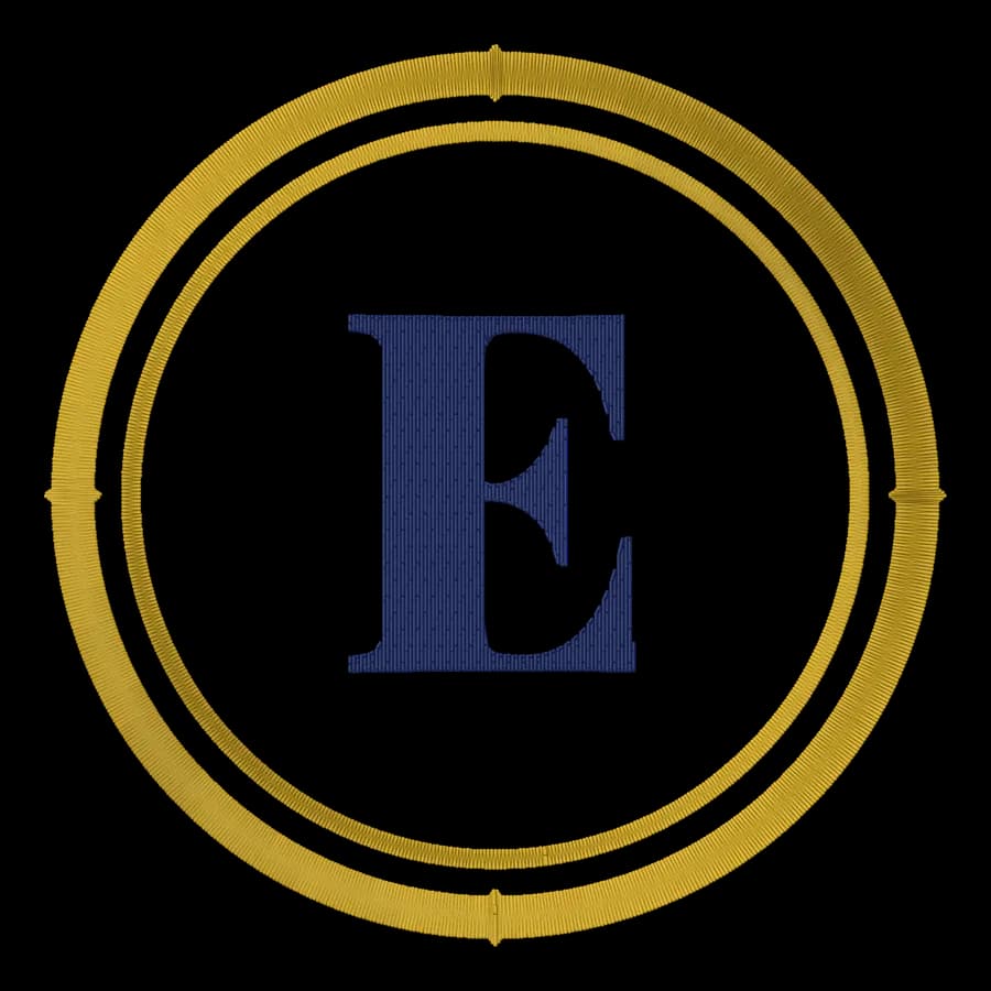 Letter E monogram embroidery design