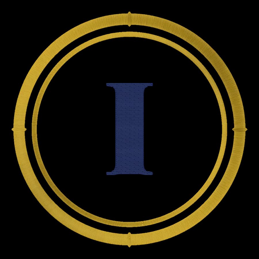 Letter I monogram embroidery design