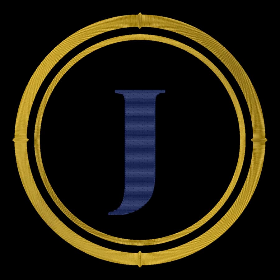 Letter J monogram embroidery design