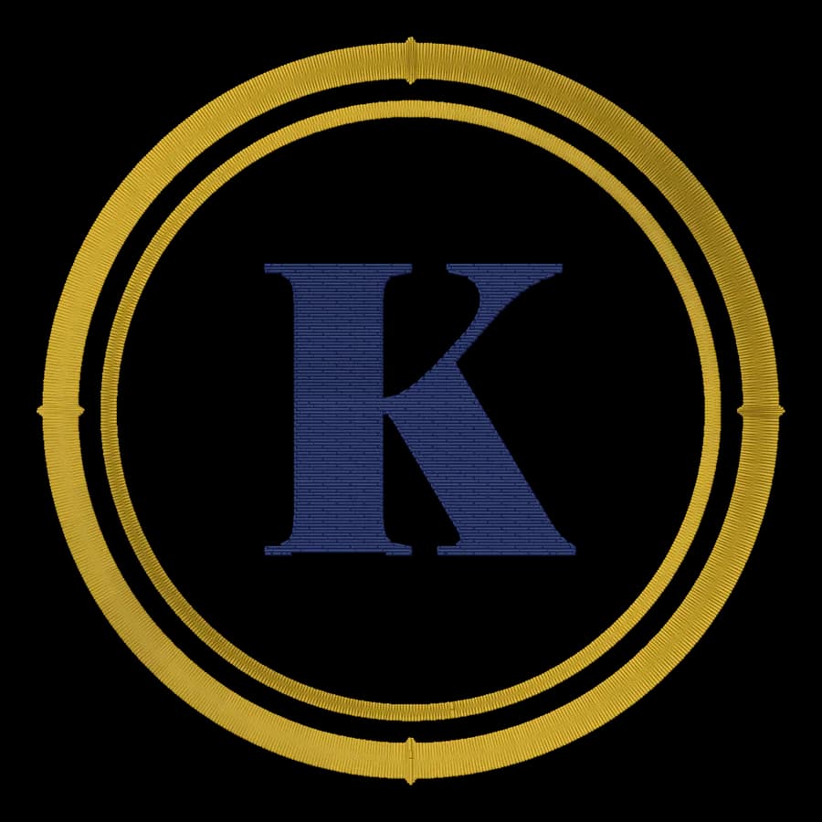 Letter K monogram embroidery design