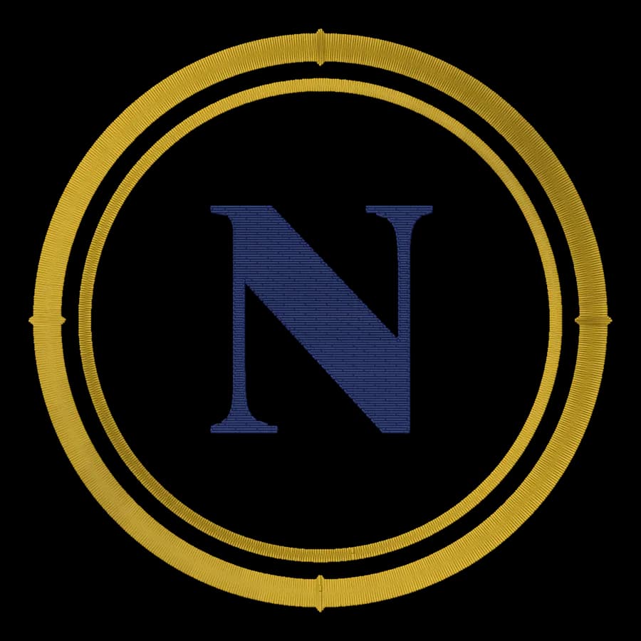 Letter N monogram embroidery design