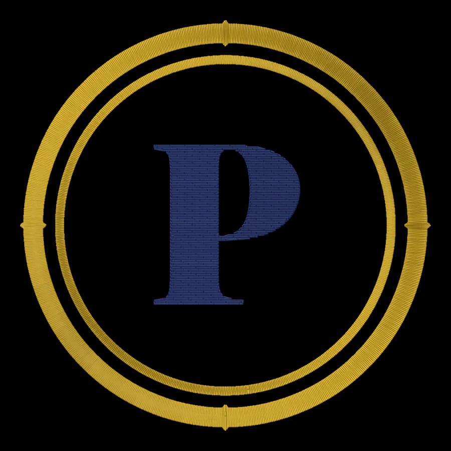 Letter P monogram embroidery design