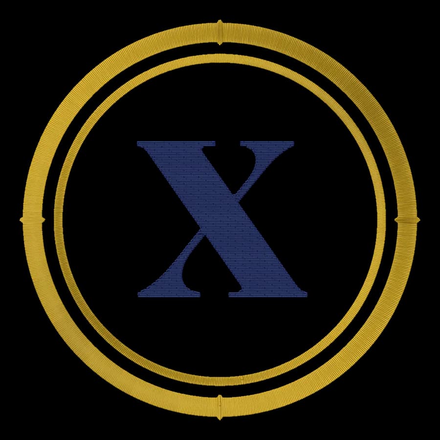 Letter X monogram embroidery design