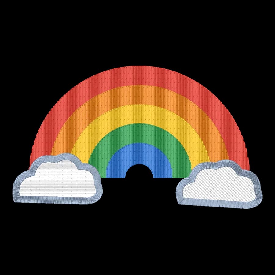 Rainbow machine embroidery design, stitched