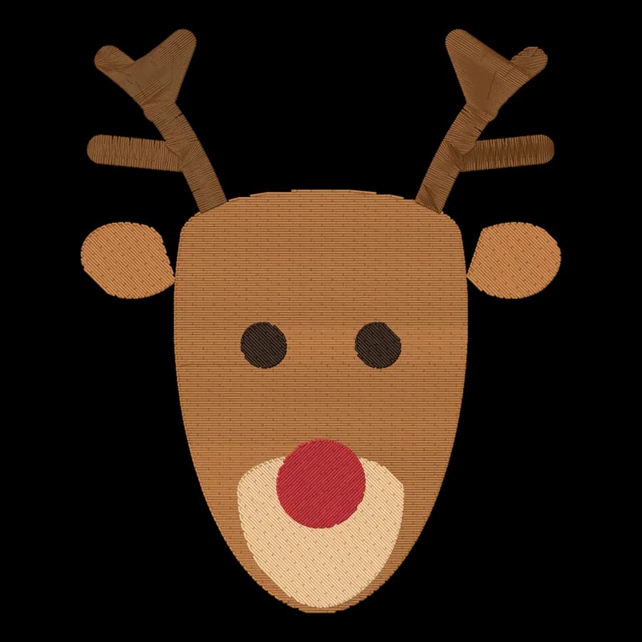 Reindeer machine embroidery design, stitched