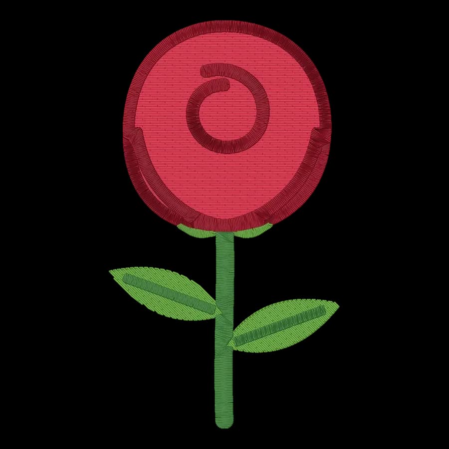 Rose machine embroidery design, stitched