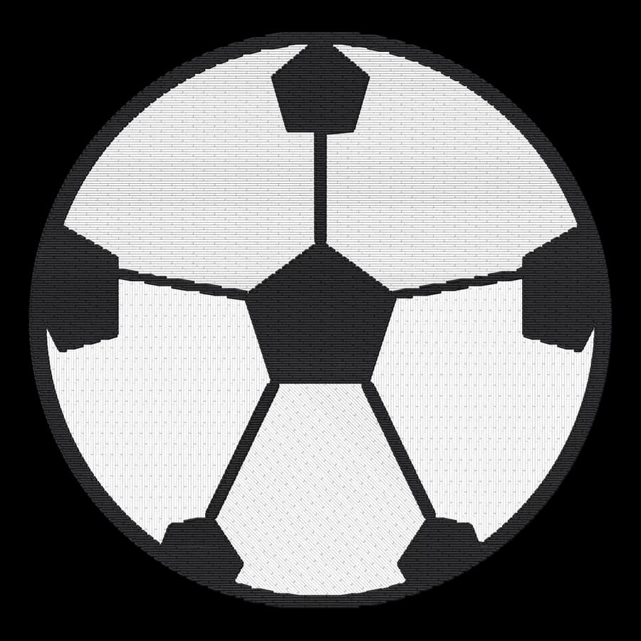 Soccer ball machine embroidery design, stitched