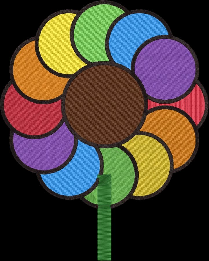 The flower clip art digitized for a Brother PES file