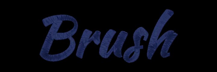 Brush embroidery font sample, stitched