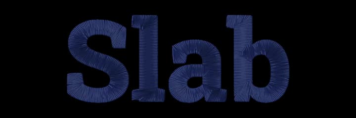 Slab embroidery font sample, stitched