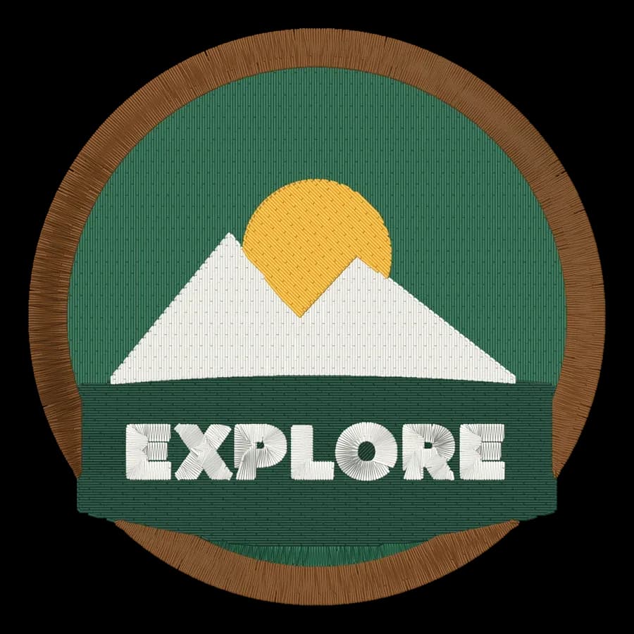 The outdoor patch digitized into embroidery stitches